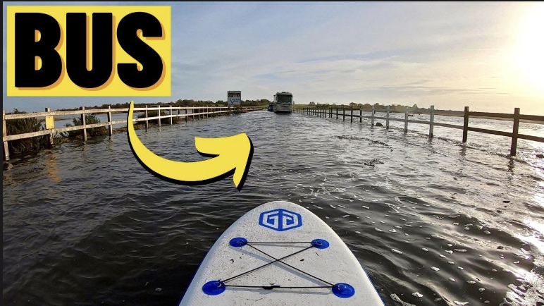 Mersea Island is the UK's most easterly inhabited island and there is one road on and one road off, The Strood. When the tide is over 5m, the road gets covered by the sea 🌊 Follow Mat paddle boarding on this flooded road!